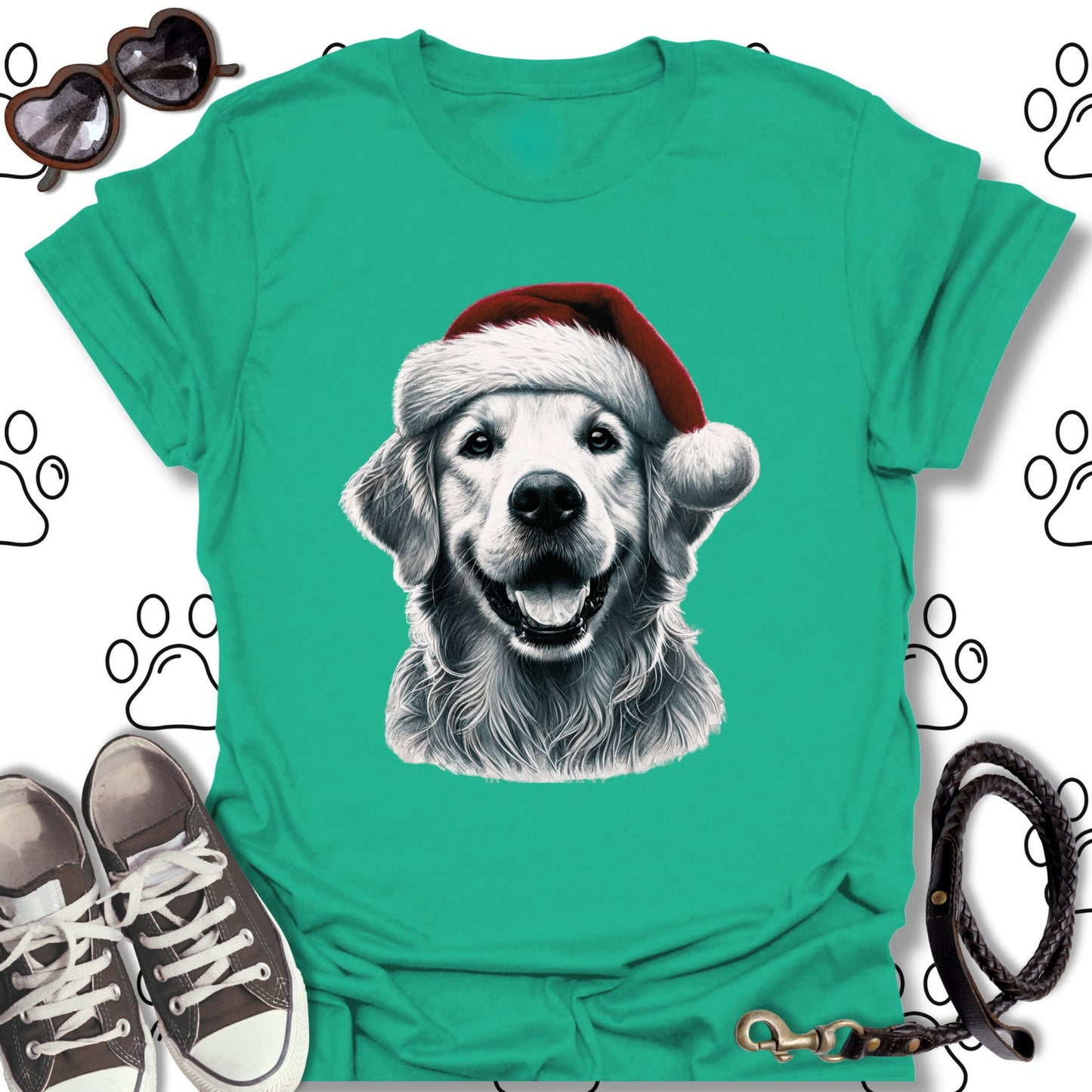 Golden Retriever Santa Hat Shirt