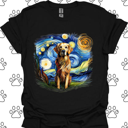 Golden Retriever Starry Night Art T-Shirt