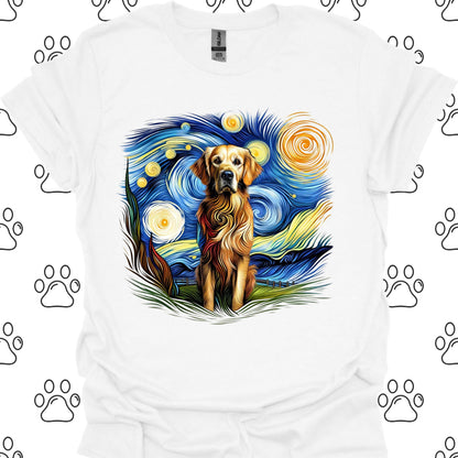 Golden Retriever Starry Night Art T-Shirt