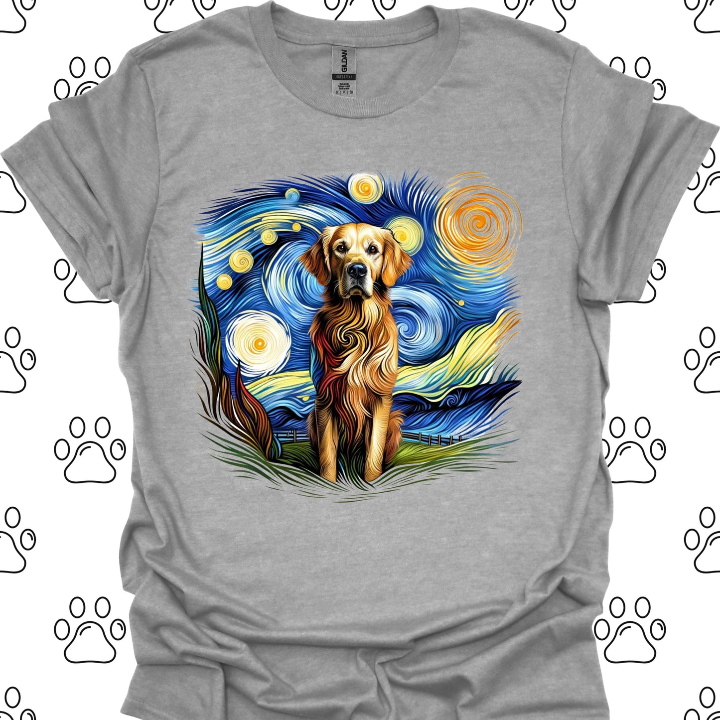 Golden Retriever Starry Night Art T-Shirt