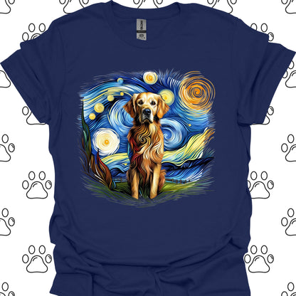 Golden Retriever Starry Night Art T-Shirt