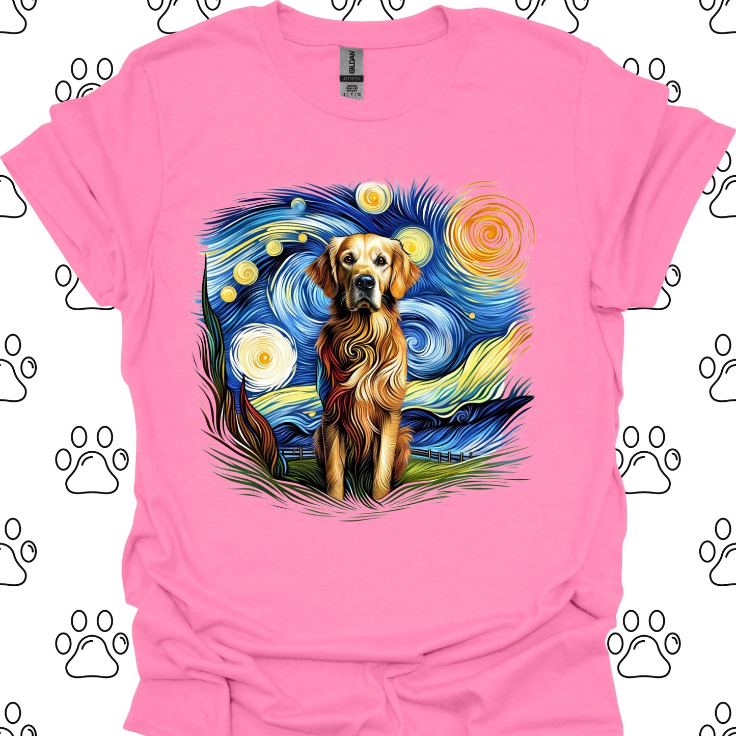 Golden Retriever Starry Night Art T-Shirt