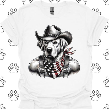 Golden Retriever Patriotic Cowboy T-Shirt