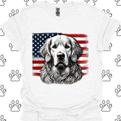 Golden Retriever Patriotic American Flag T-Shirt