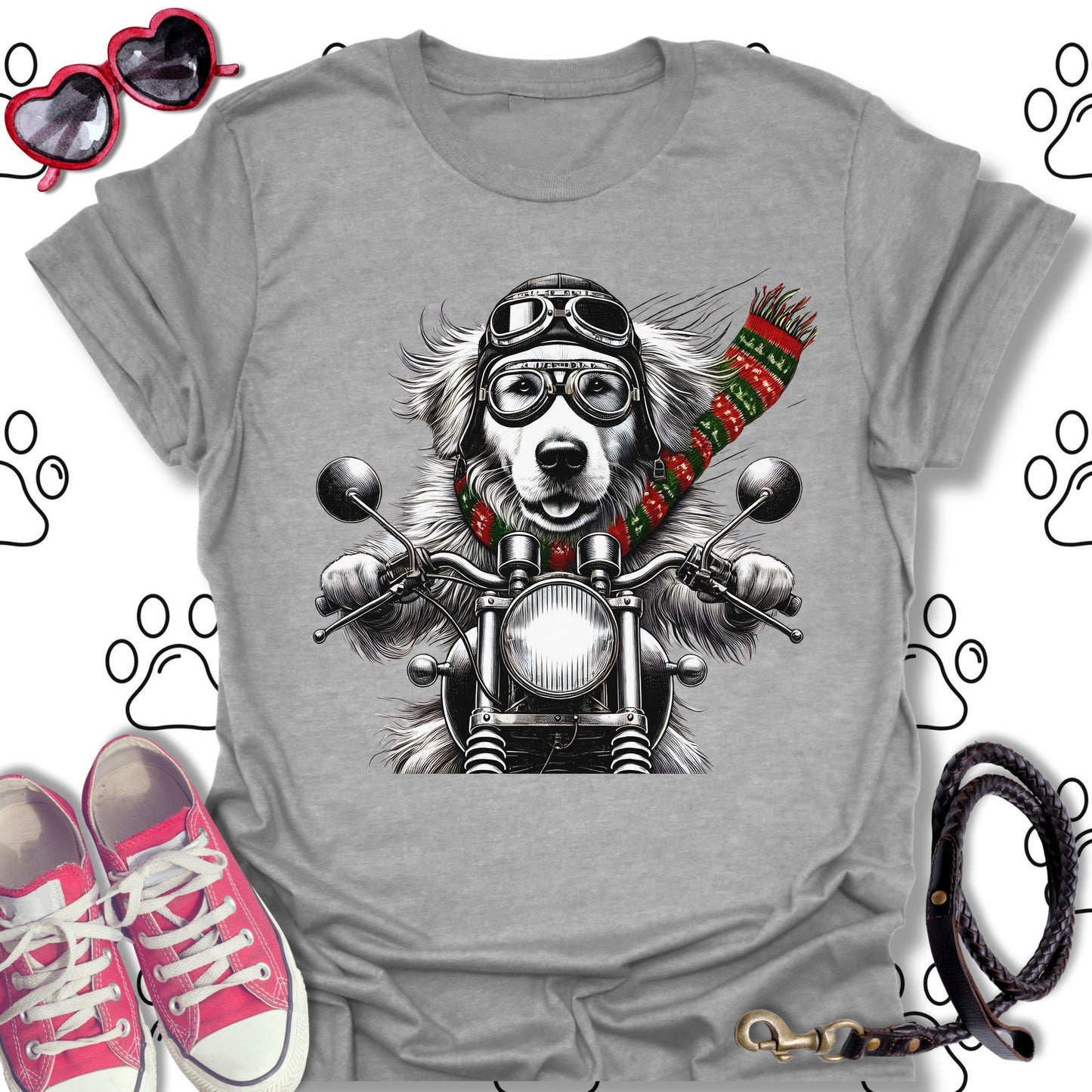 Golden Retriever Christmas Biker Shirt