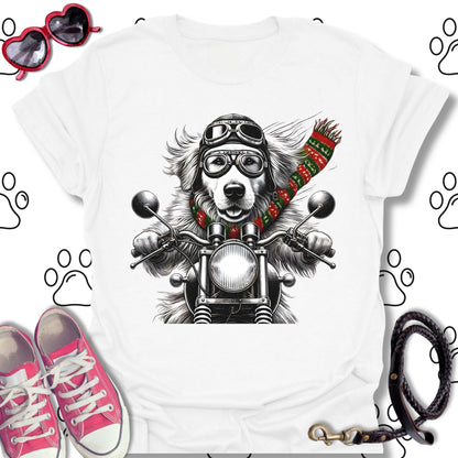 Golden Retriever Christmas Biker Shirt
