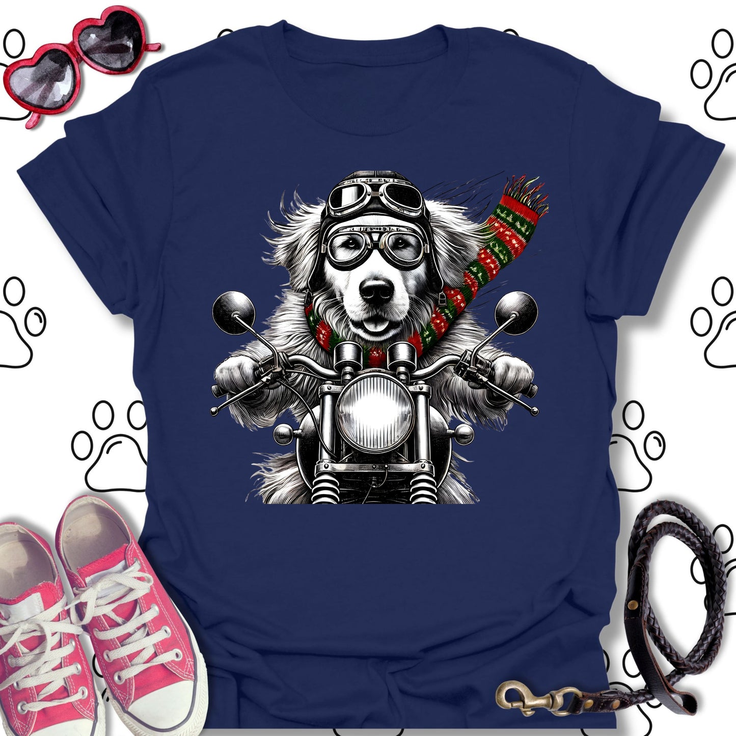 Golden Retriever Christmas Biker Shirt