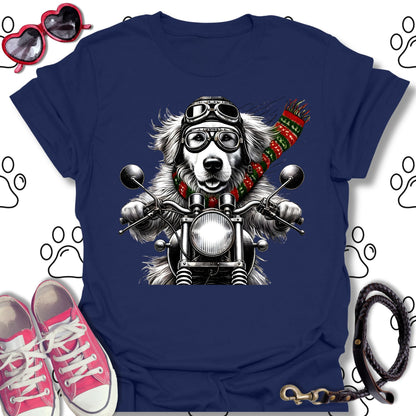 Golden Retriever Christmas Biker Shirt