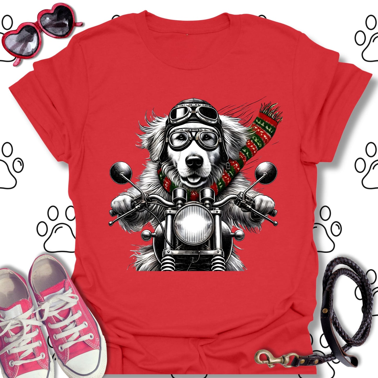 Golden Retriever Christmas Biker Shirt