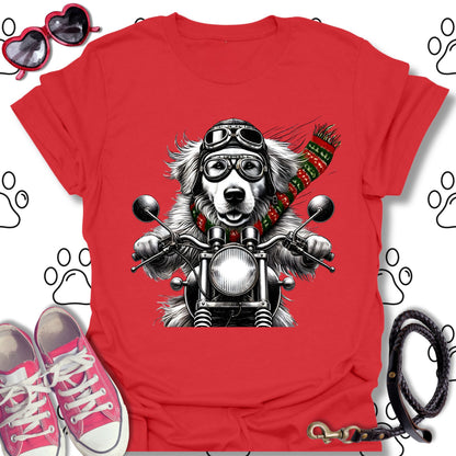 Golden Retriever Christmas Biker Shirt