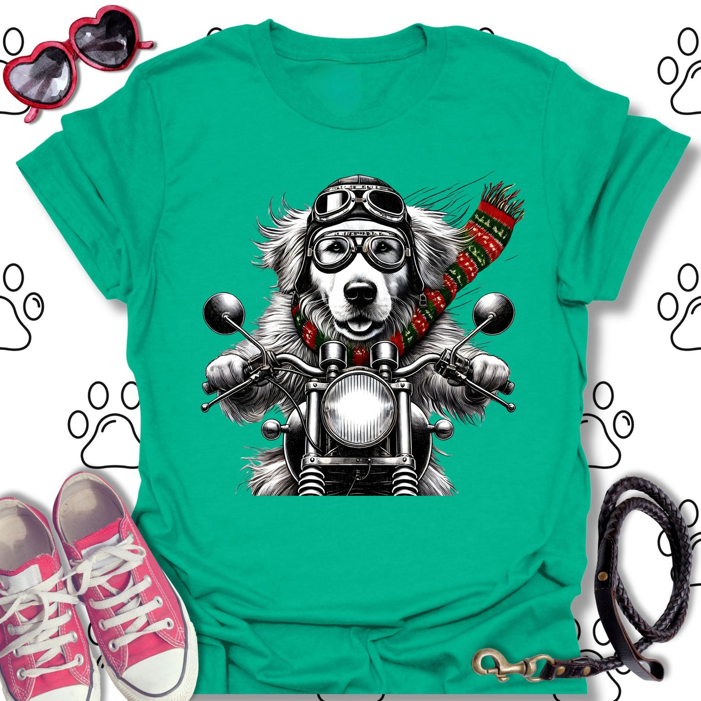 Golden Retriever Christmas Biker Shirt