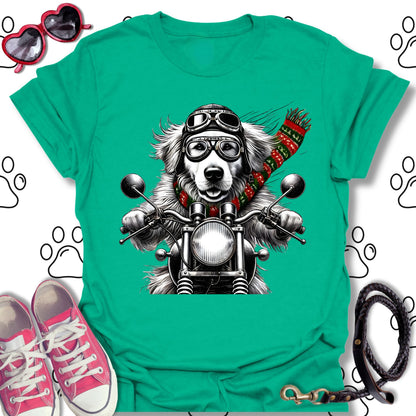 Golden Retriever Christmas Biker Shirt