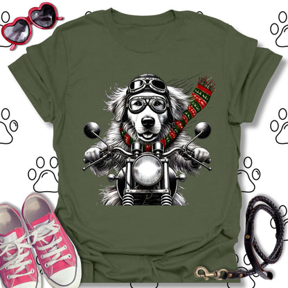 Golden Retriever Christmas Biker Shirt