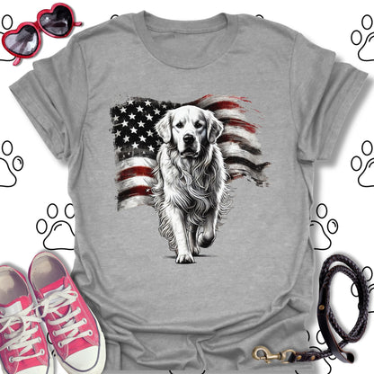 Golden Retriever American Flag T-Shirt