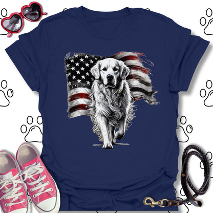 Golden Retriever American Flag T-Shirt
