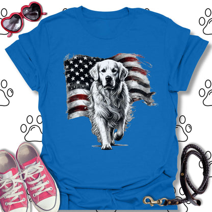 Golden Retriever American Flag T-Shirt
