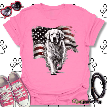 Golden Retriever American Flag T-Shirt