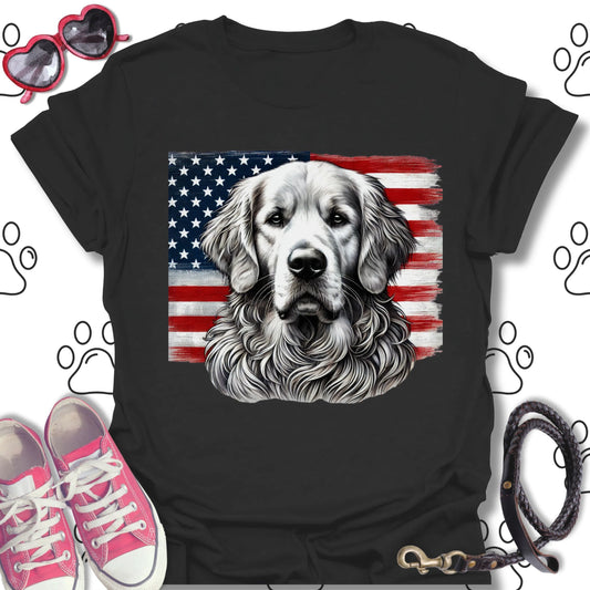 Golden Retriever Patriotic American Flag Shirt