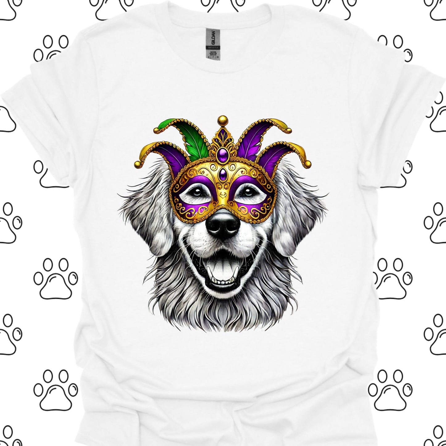 Golden Retriever Mardi Gras Mask T-Shirt