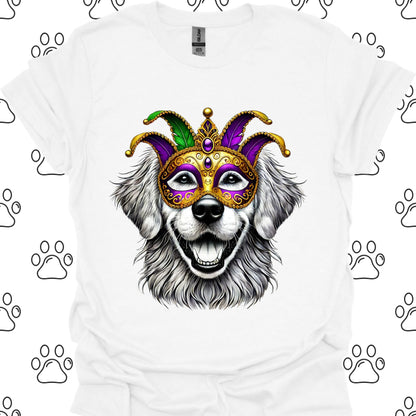 Golden Retriever Mardi Gras Mask T-Shirt