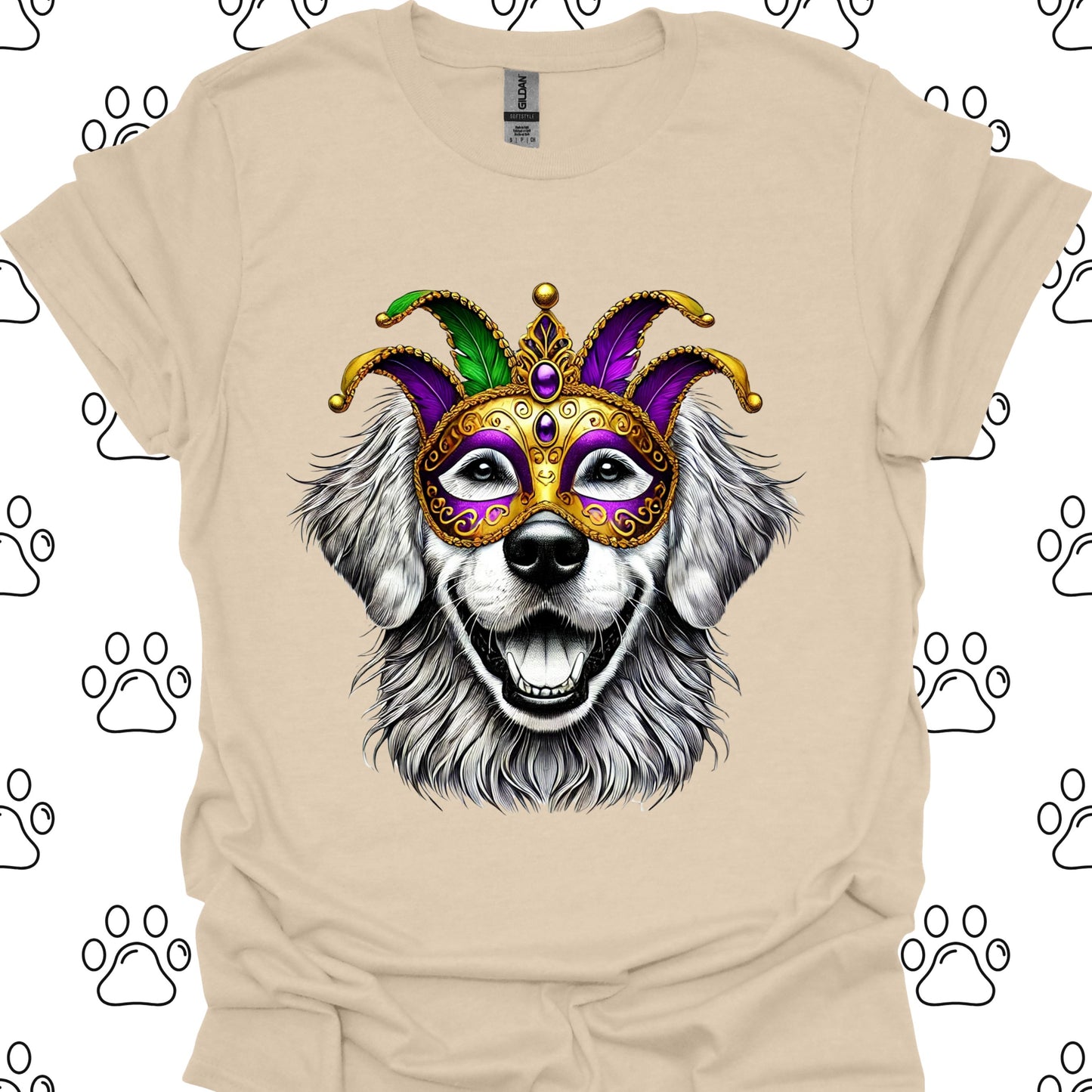 Golden Retriever Mardi Gras Mask T-Shirt