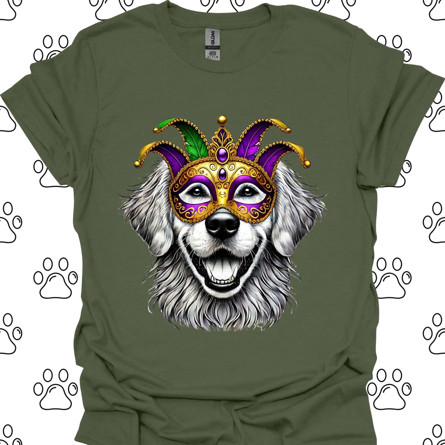 Golden Retriever Mardi Gras Mask T-Shirt