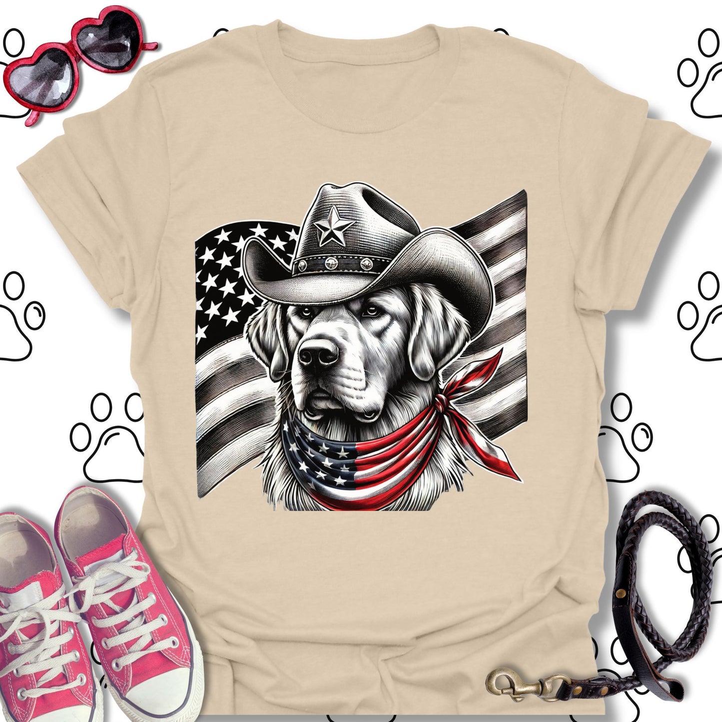 Golden Retriever Patriotic Cowboy T-Shirt