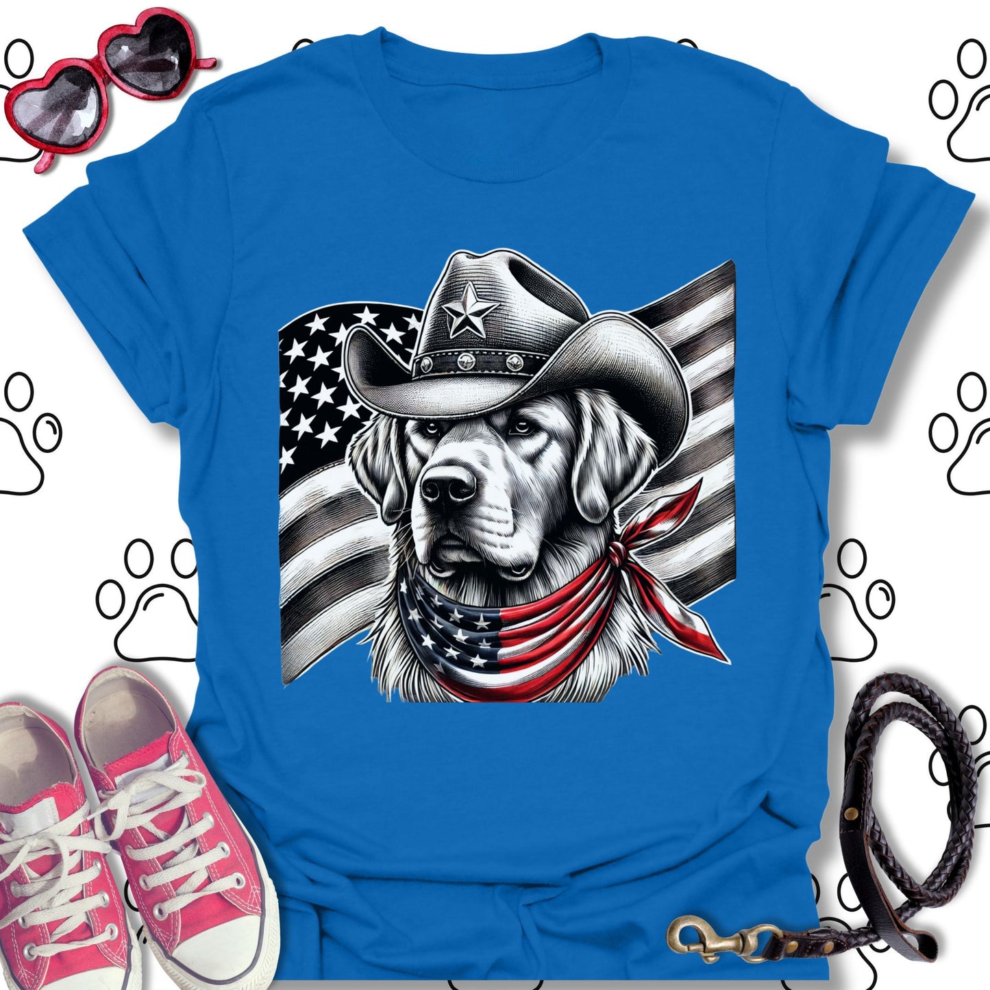 Golden Retriever Patriotic Cowboy T-Shirt