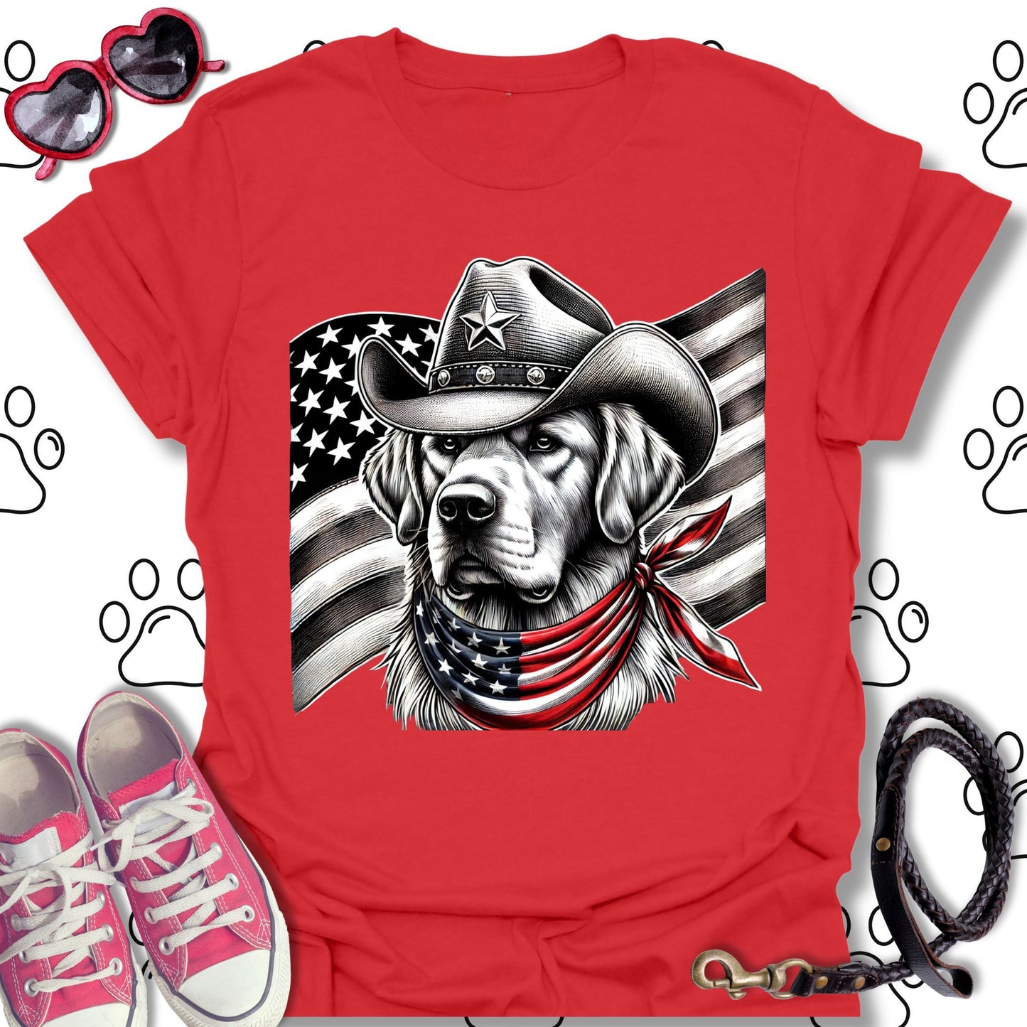 Golden Retriever Patriotic Cowboy T-Shirt