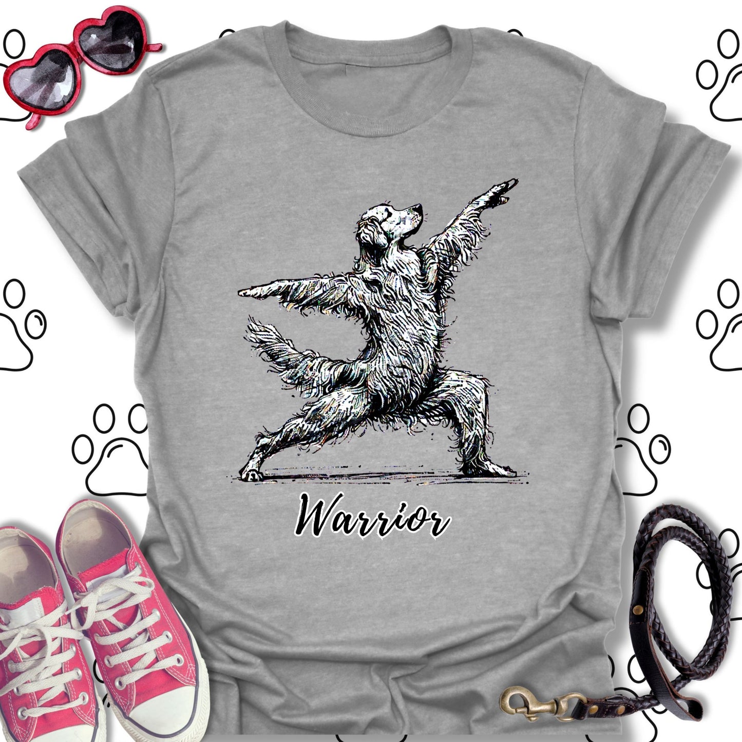 Warrior Pose Yoga Golden Retriever