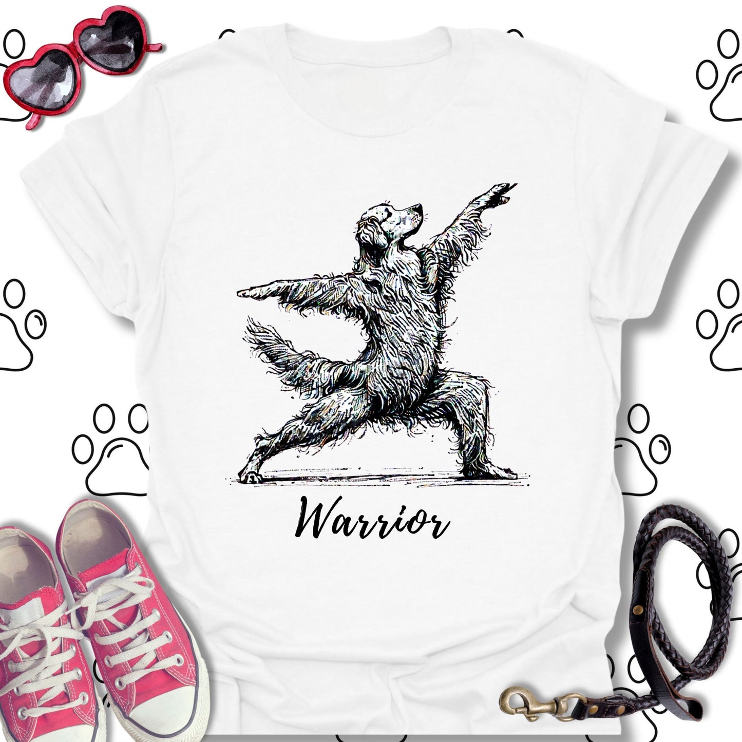 Warrior Pose Yoga Golden Retriever