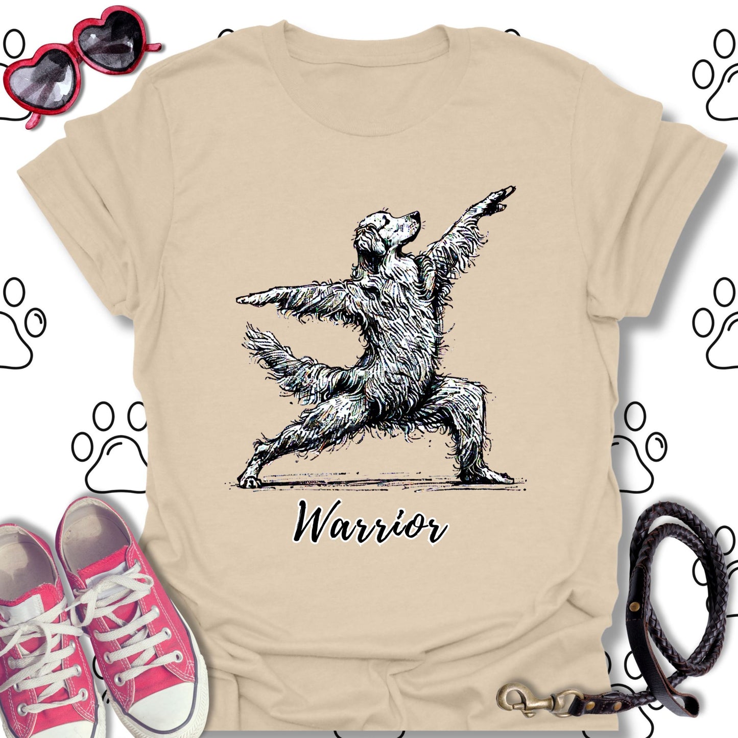 Warrior Pose Yoga Golden Retriever