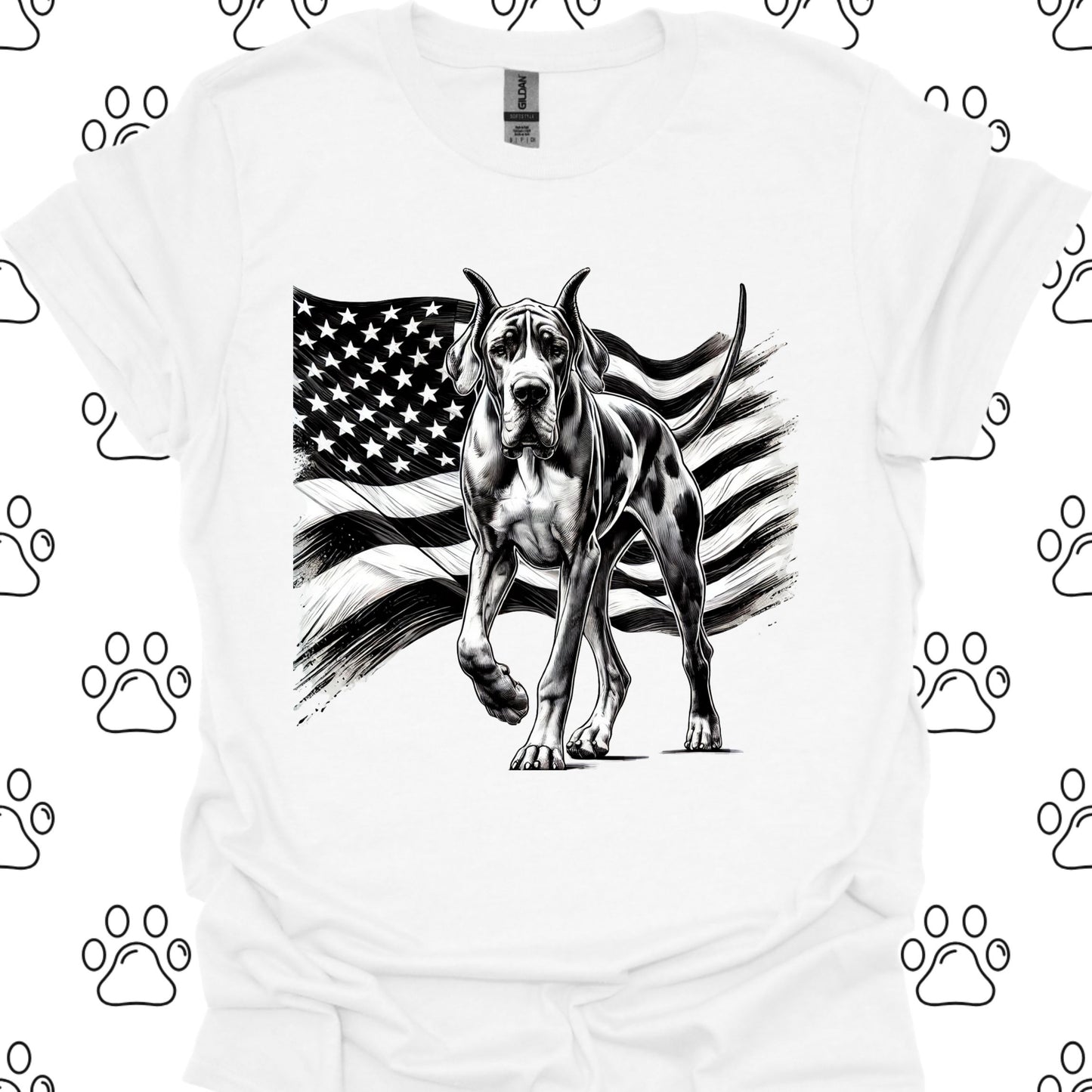 Great Dane American Flag T-Shirt