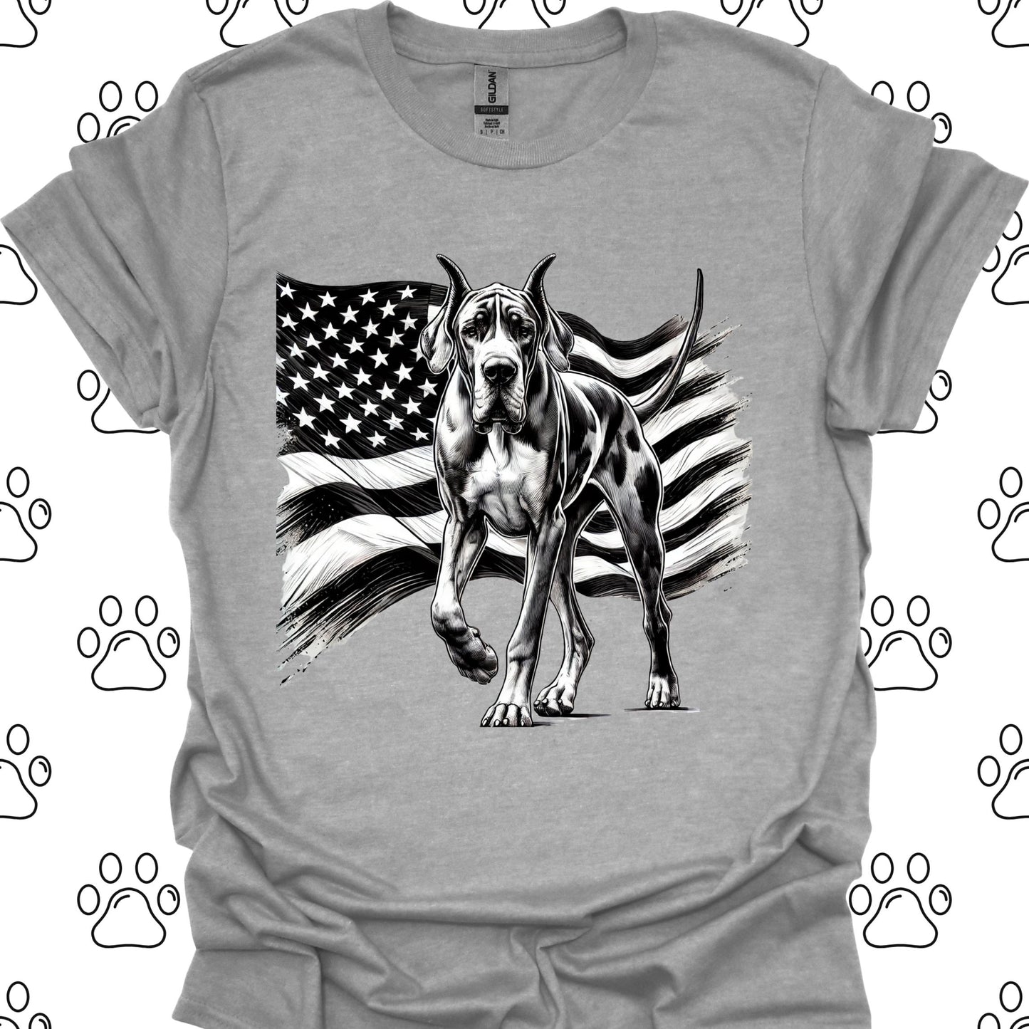 Great Dane American Flag T-Shirt