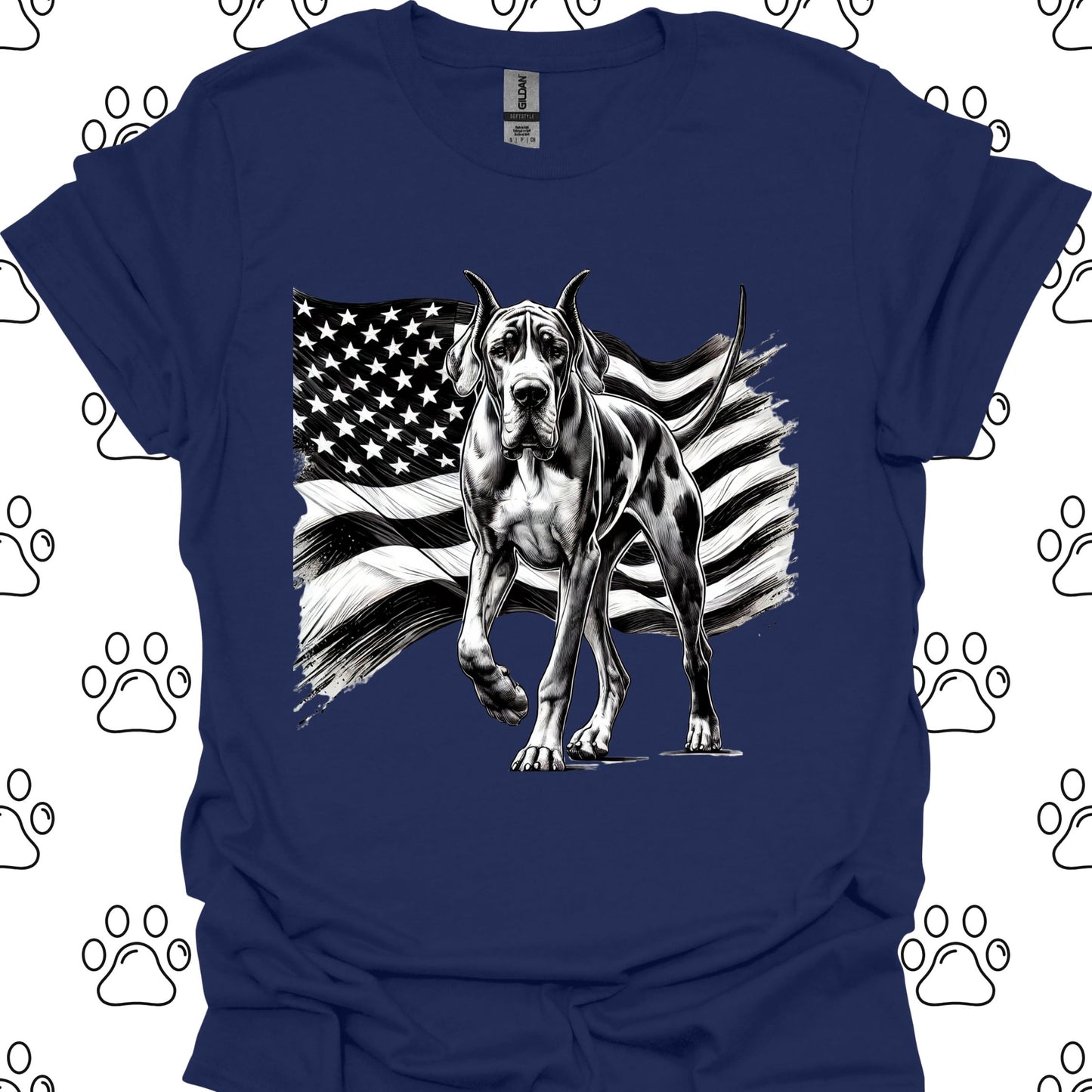 Great Dane American Flag T-Shirt