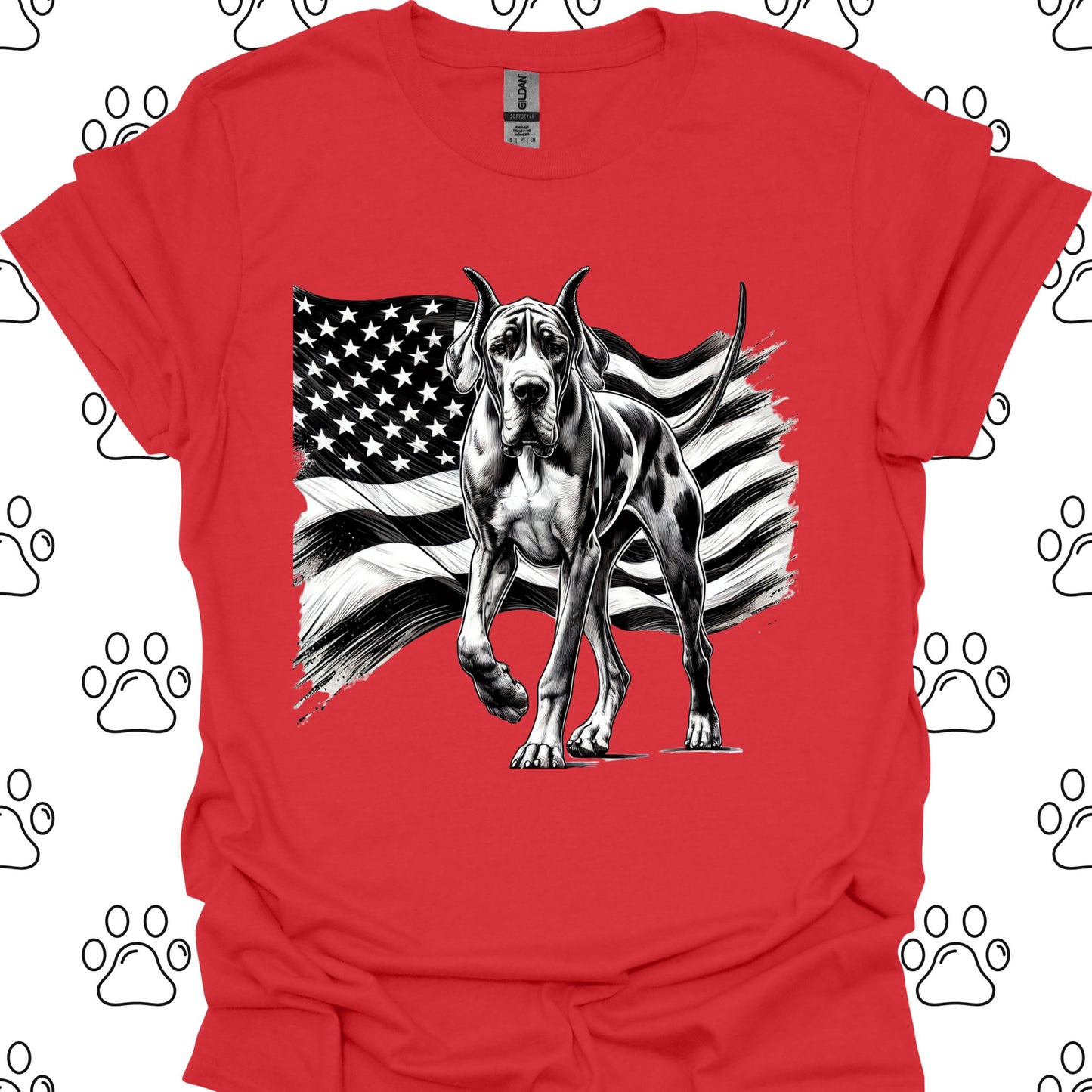 Great Dane American Flag T-Shirt