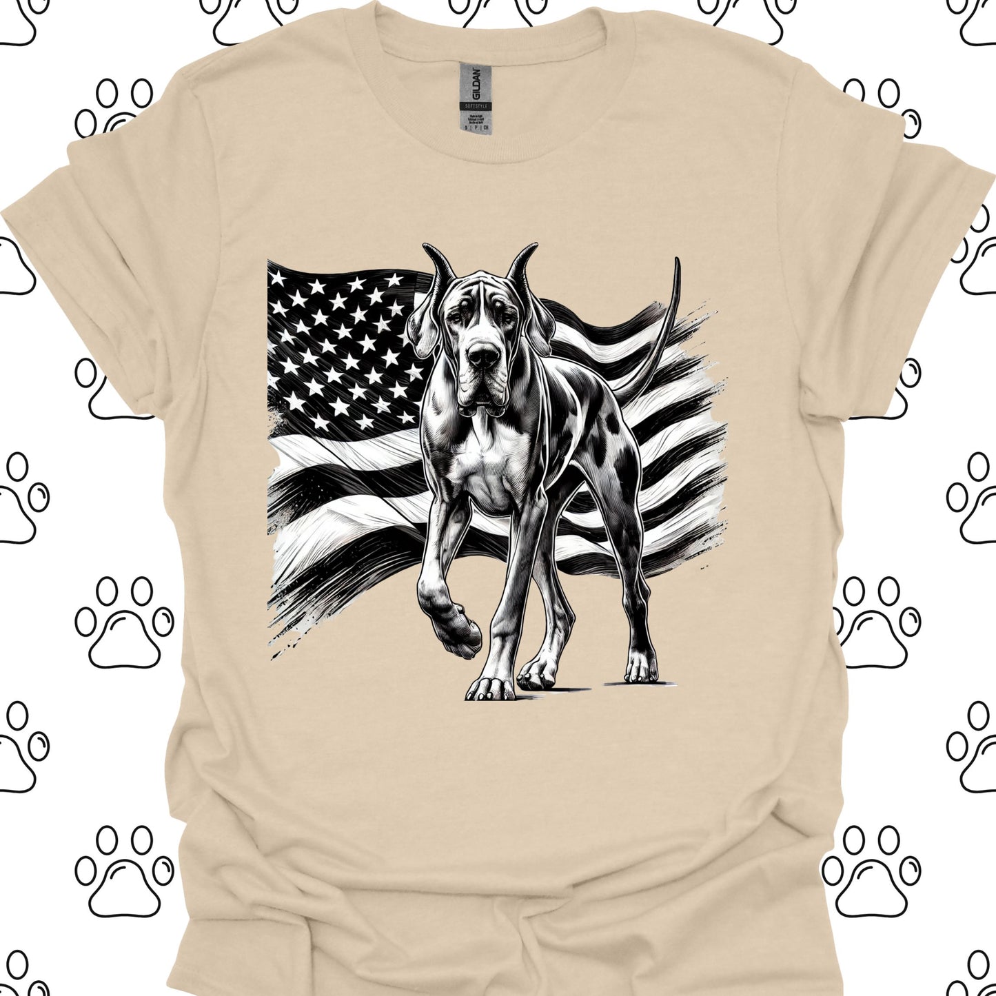 Great Dane American Flag T-Shirt