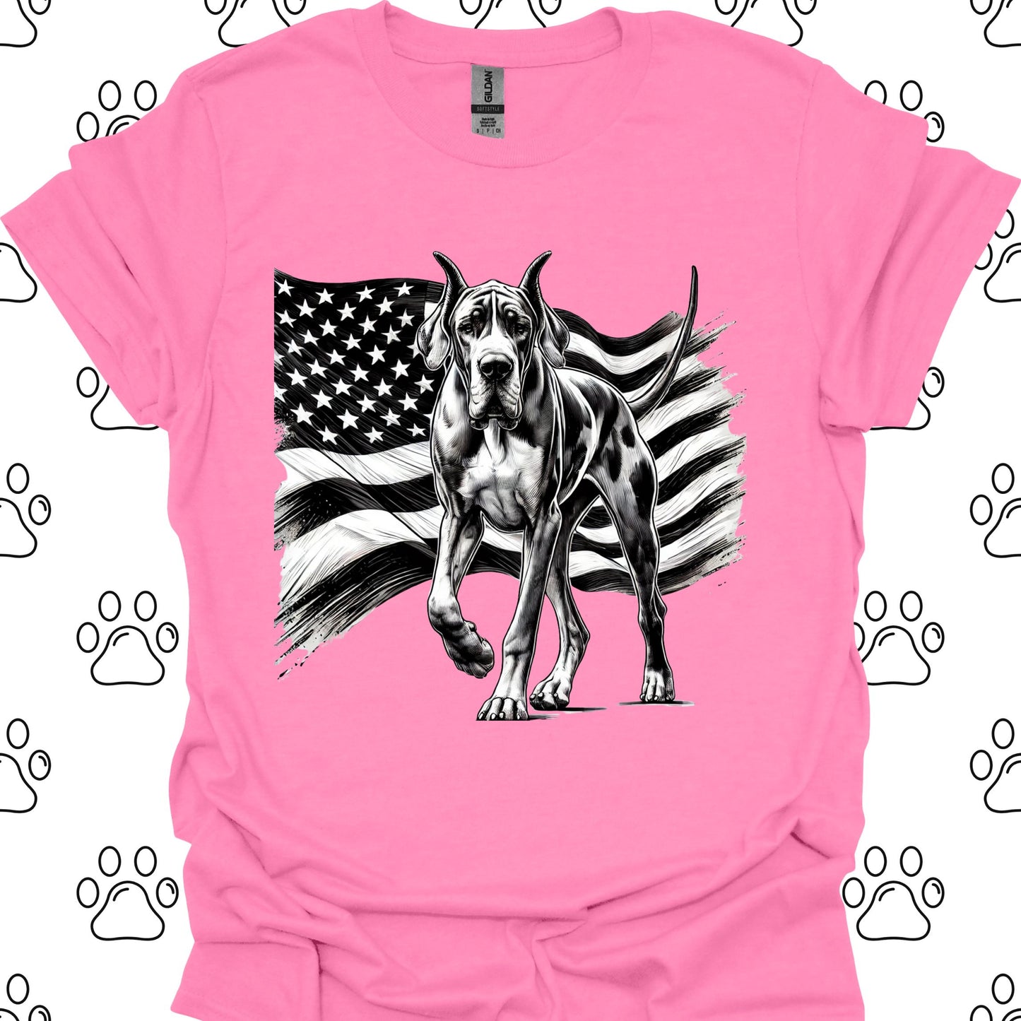 Great Dane American Flag T-Shirt