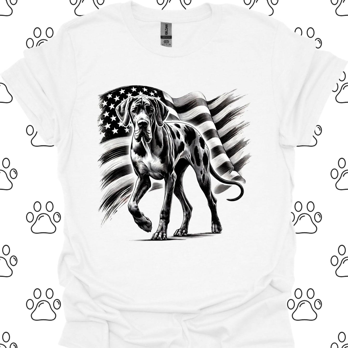 Great Dane American Flag T-Shirt