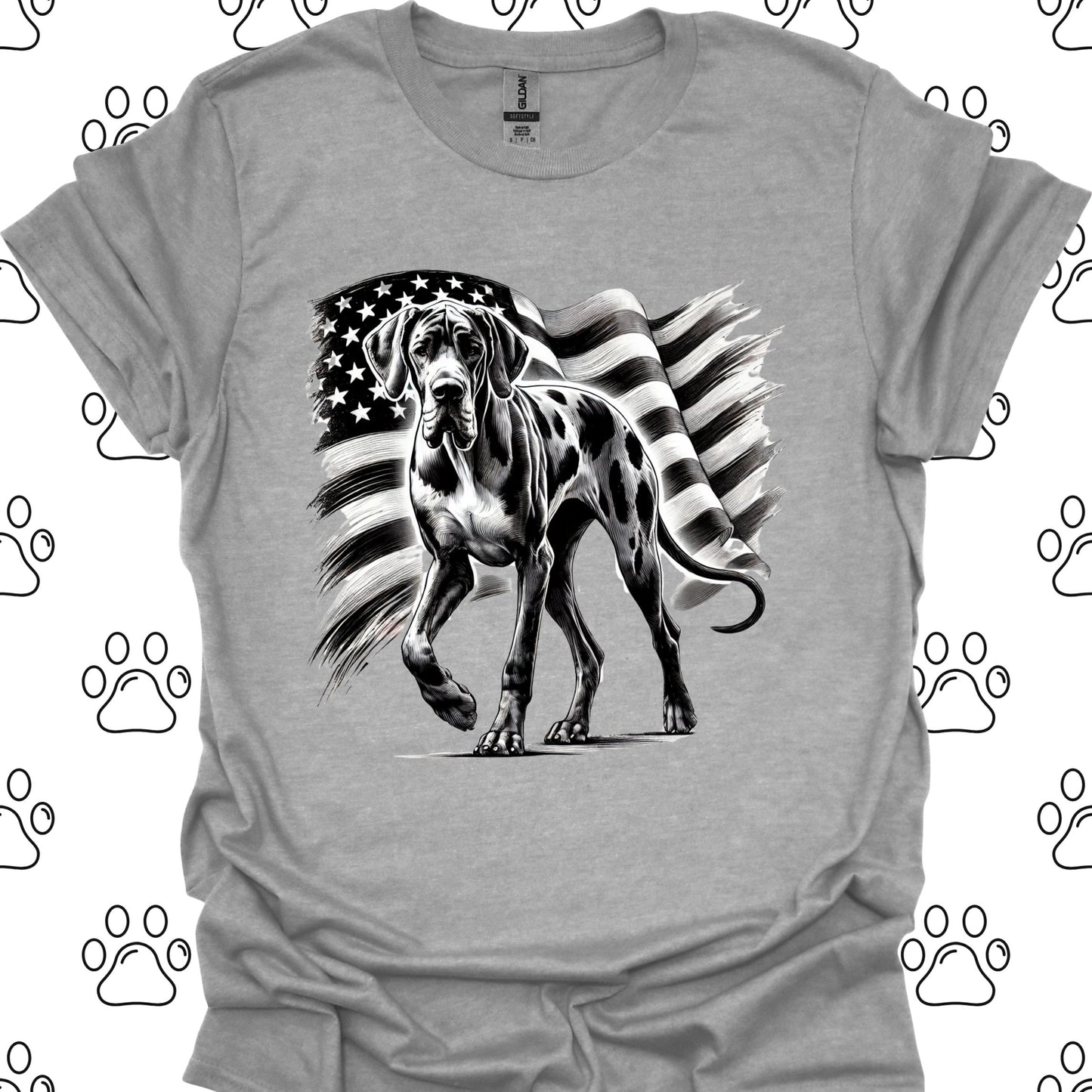 Great Dane American Flag T-Shirt