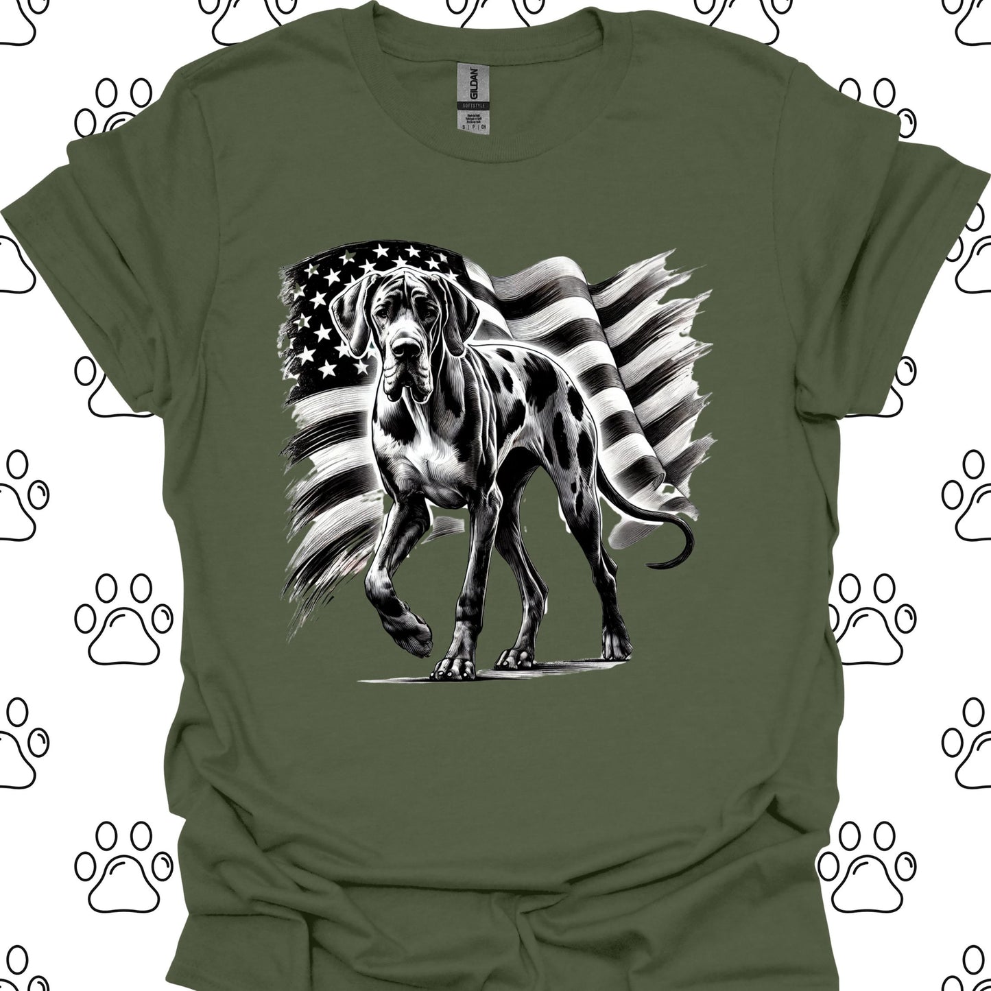 Great Dane American Flag T-Shirt