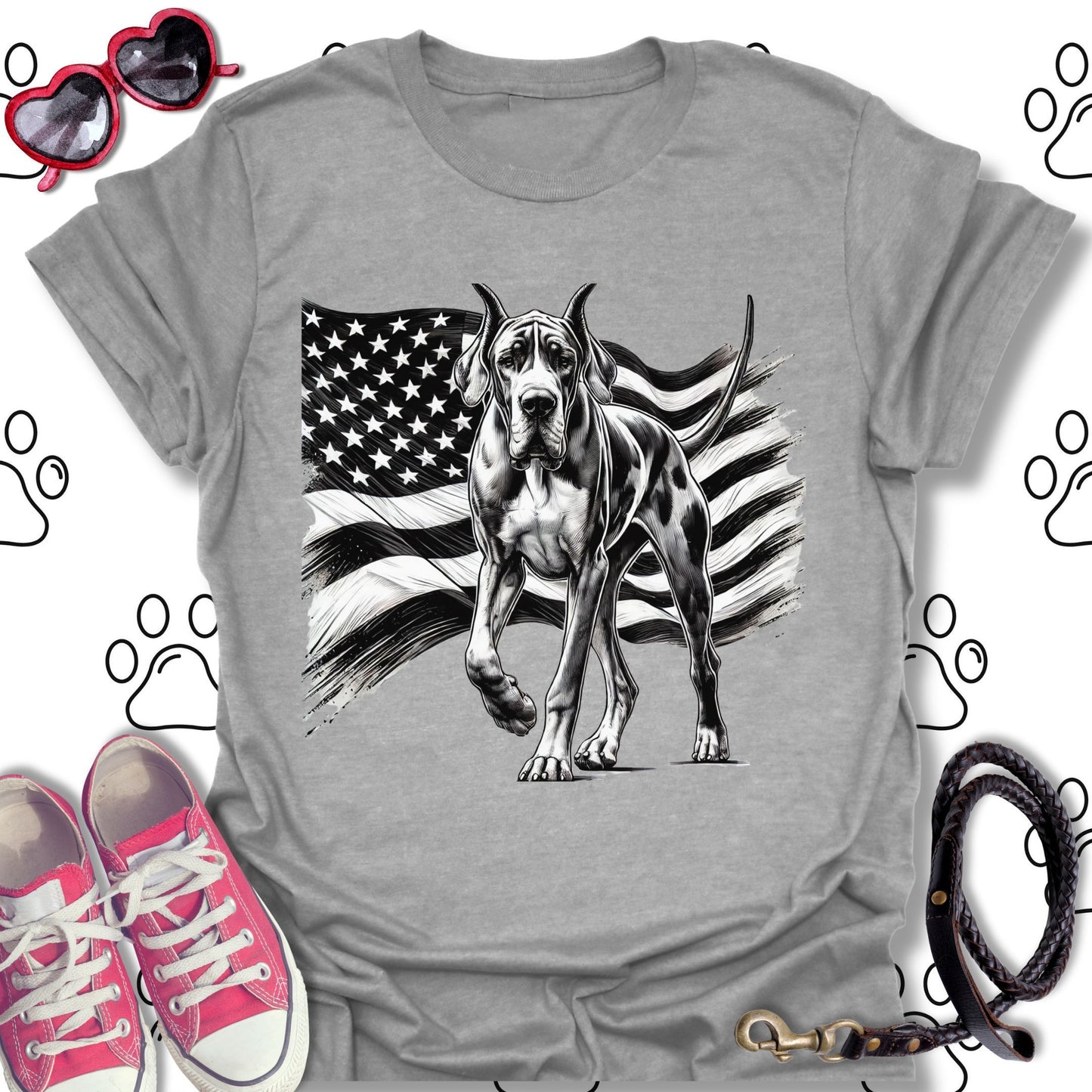 Great Dane American Flag T-Shirt