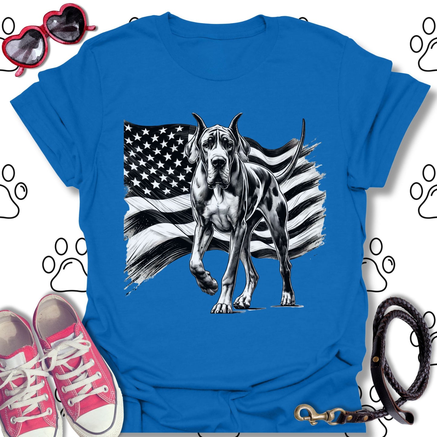 Great Dane American Flag T-Shirt