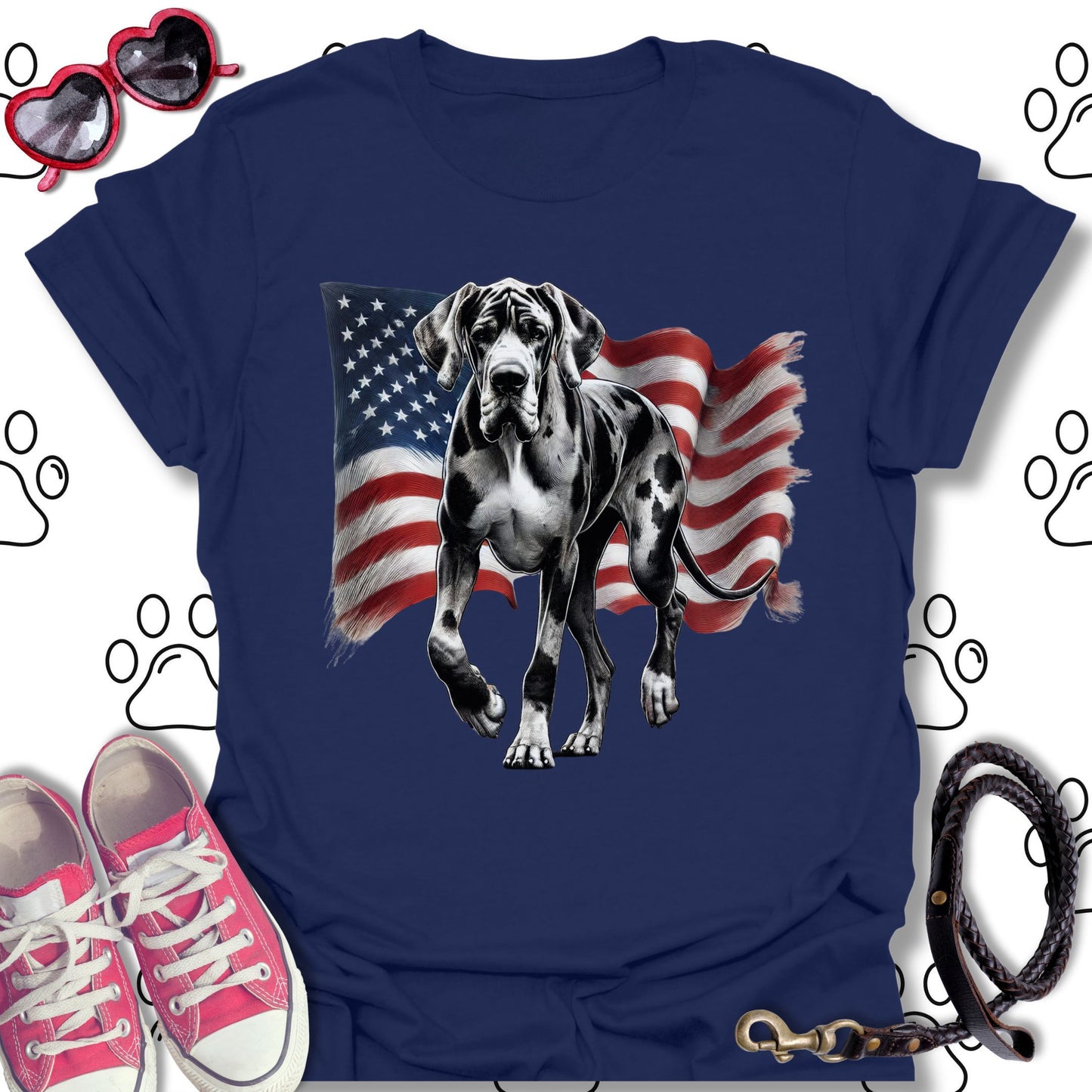 Great Dane American Flag T-Shirt