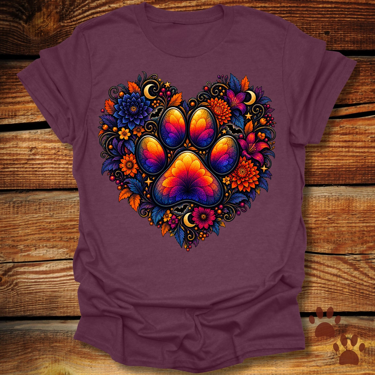 Celestial Autumn Paw Heart T-Shirt