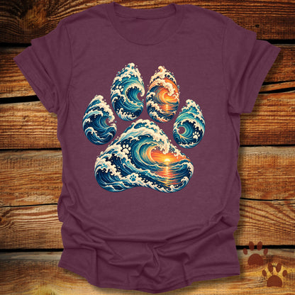 Ocean Sunset Wave Paw T-Shirt