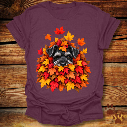 Schnauzer Leaf Pile T-Shirt - Front & Back Print