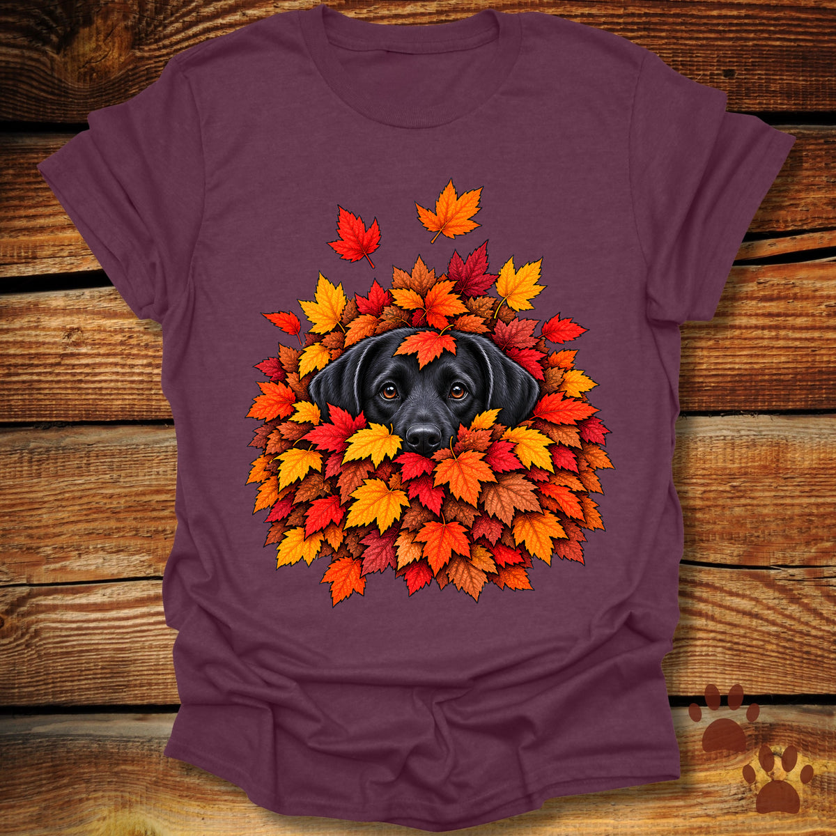 Labrador Retriever Leaf Pile T-Shirt - Front & Back Print