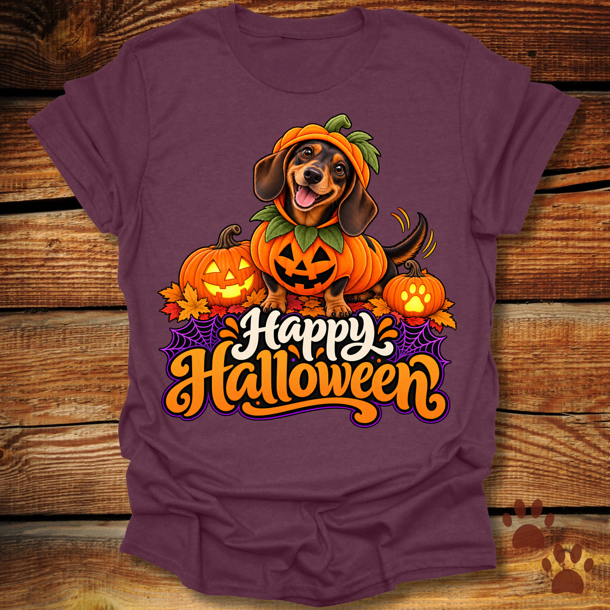 "Happy Halloween" Dachshund Pumpkin T-Shirt