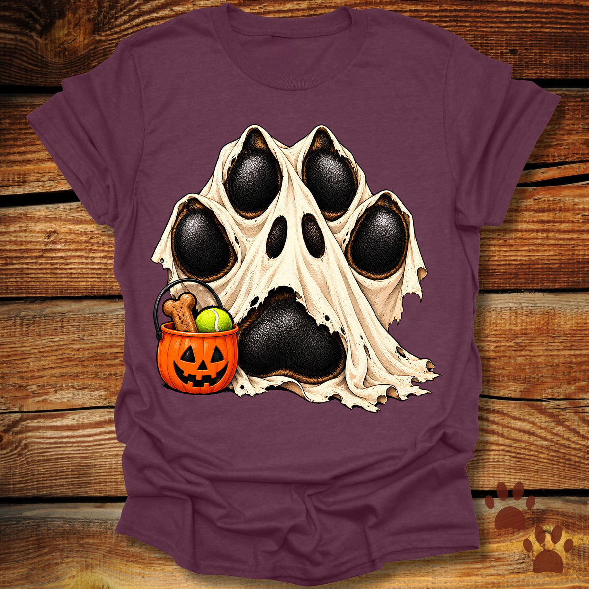 Ghost Paw Print Halloween T-Shirt